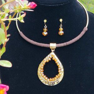 Hard Choker Leather Wrapped Necklace Base Set